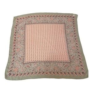 Scarf 28" 100% Polyester‎ Gray Red Salmon Geometric